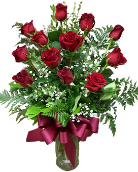 FJ One Dozen Long Stem Roses Flower Arrangement